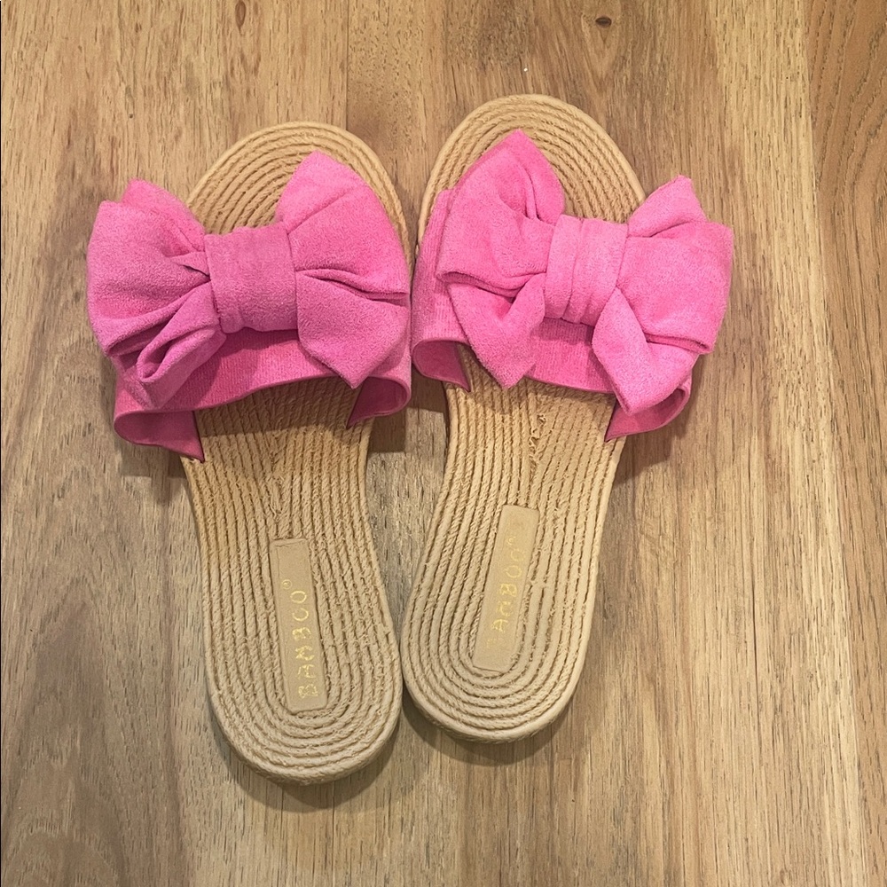 Pink Bamboo Bow Sandals